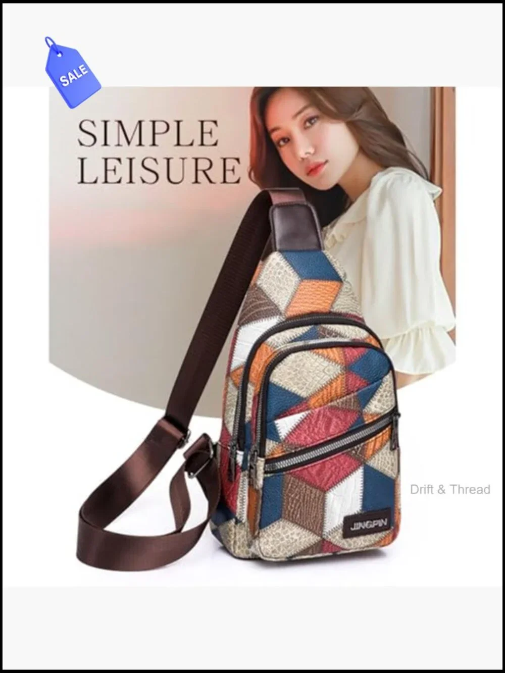 PU Leather Sling Backpack Crossbody Bag Travel Daypack